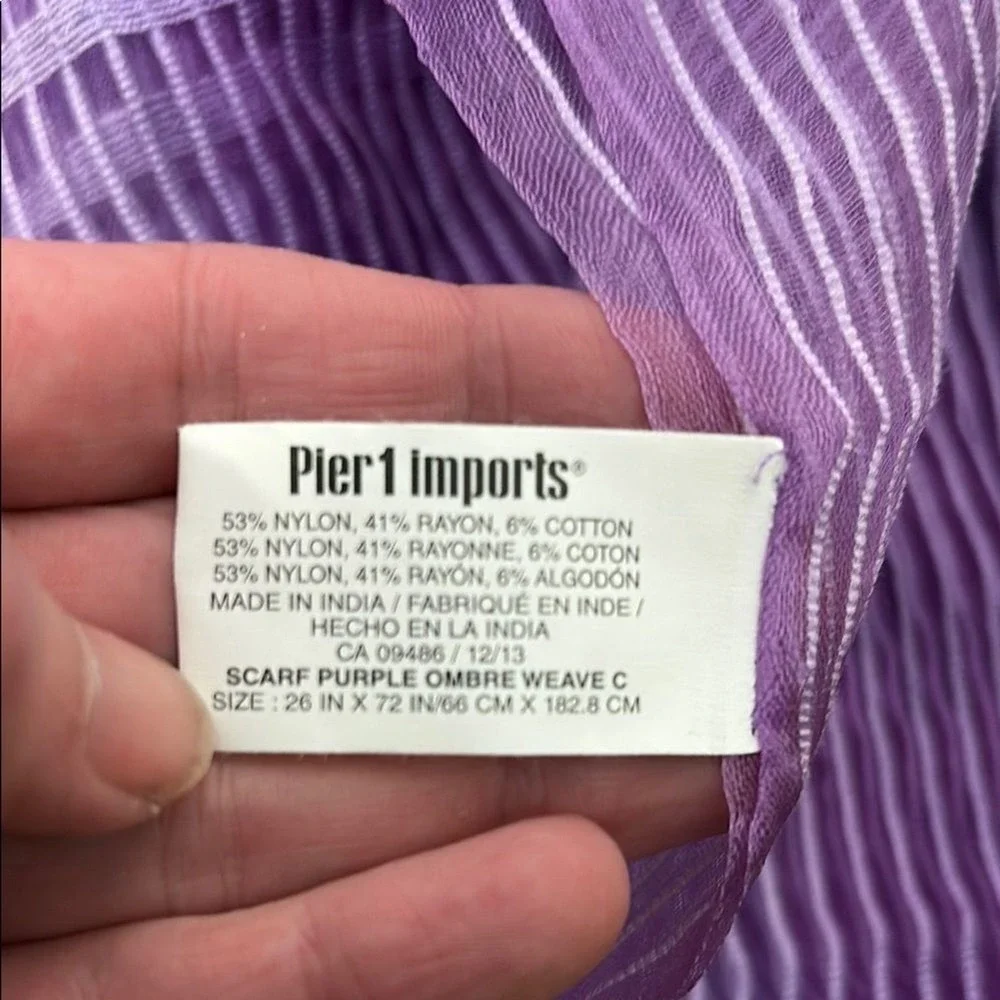 Pier 1 Imports Table Scarf Purple Ombre Fringe 26x72